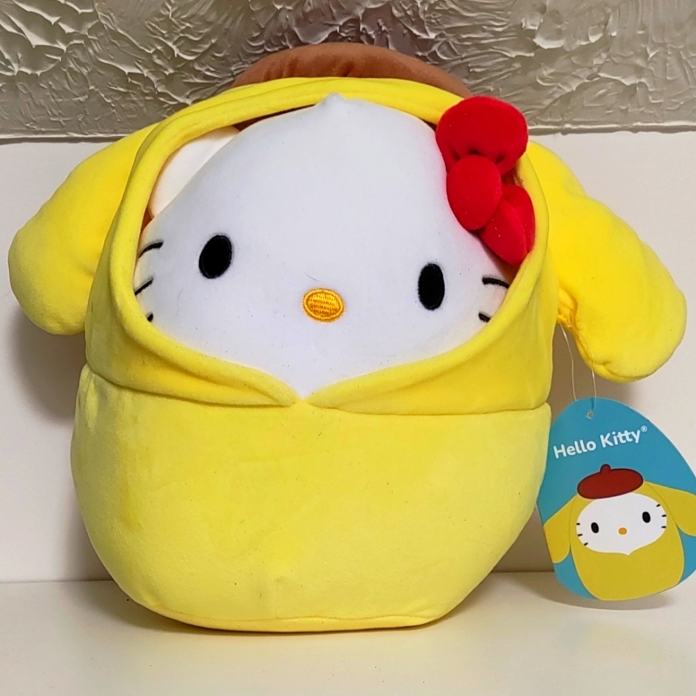 Hello Kitty in Yellow Pompompurin Hoodie 8" Limited Edition Squishmallow